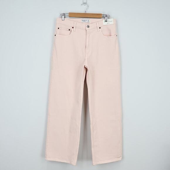 Abercrombie & Fitch High Rise 90s Relaxed Jean Light Pink 30 Short NWT - Picture 2 of 9